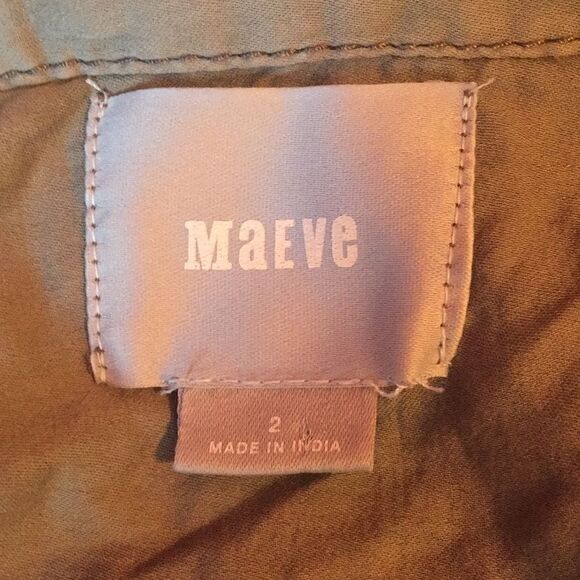Maeve safari belted jacket shirt olive green sz 2 - Picture 5 of 6